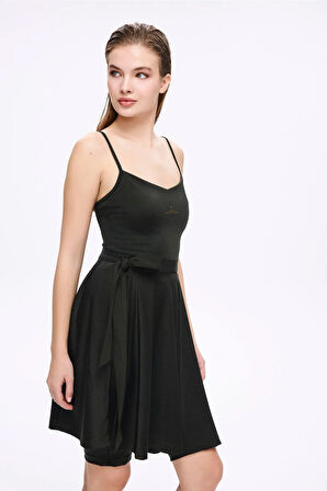 Haşema Parlak Kumaş Siyah 3 Parça Yarı Kapalı Mayo - Tulum Takımı 5053