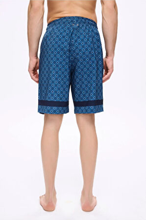 Haşema Yıldız Desenli Lacivert Erkek Kısa Havuz ve Deniz Şortu 5065