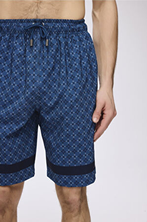 Haşema Yıldız Desenli Lacivert Erkek Kısa Havuz ve Deniz Şortu 5065