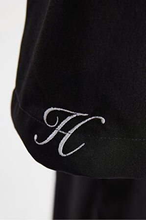 Haşema İmza Detaylı Siyah Pareo 5071