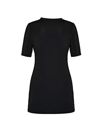 Haşema Kısa Kollu Siyah 3 Parça Yarı Kapalı Mayo Takımı 5072