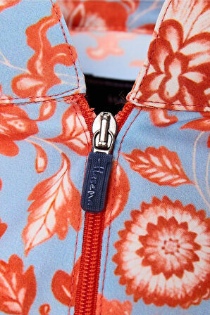 Haşema Esila Mavi Kırmızı Çiçek Desenli 5 Parça Tam Tesettür Mayo Takımı 2934