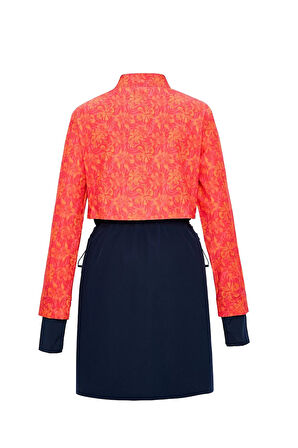 Haşema Esila Turuncu Çiçek Desenli 5 Parça Tam Tesettür Mayo Takımı 2934