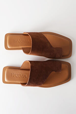 Haşema Kadın Süet Kahverengi Terlik 2221