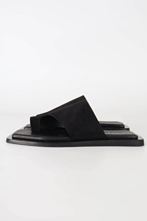 Haşema Kadın Süet Siyah Terlik 2221