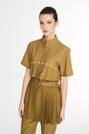 Haşema Vaha Koleksiyonu Kemer Toka Detaylı Yağ Yeşili 5 Parça Yarı Kapalı Mayo Takımı 6022