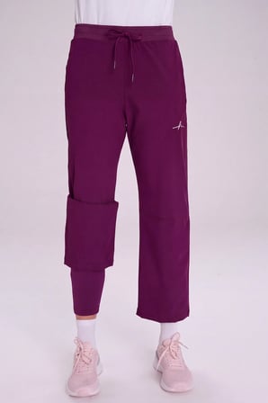 Haşema Active Çift Katmanlı Taytlı Boru Paça Mor Spor Pantolonu Eşofman Altı ACT-3