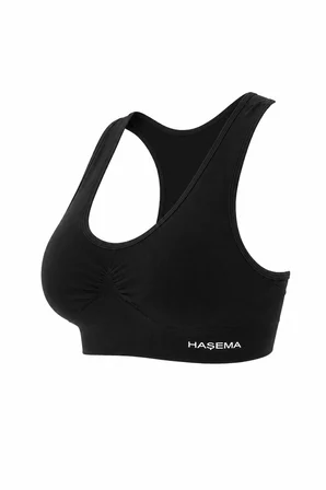 Haşema Çapraz Sırtlı Toparlayıcı Siyah Mayo İçi Spor Büstiyer 6072
