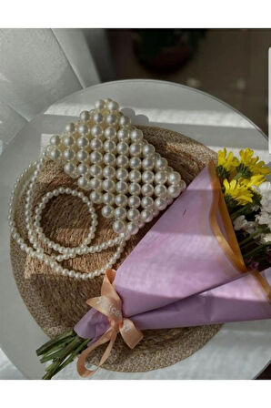 El Örmesi - İnci Detaylı Şık El Çantası- Günlük ,Özel Gün (Nikah,Düğün)
