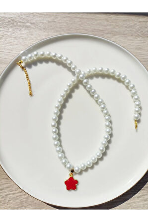 El Yapımı -İnci Parıltısıyla Yonca Gold Detaylı Kolye