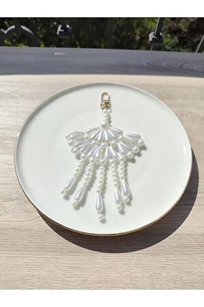 El Yapımı -İnci Parıltısıyla Çanta Charm - Çanta Süsü - Çanta Aksesuarı