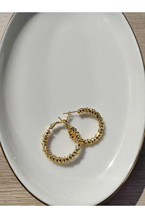 Gold Altın Sarmalı Halka Küpe