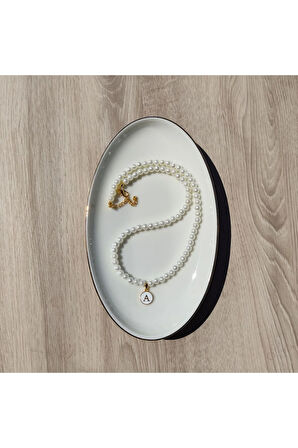 El Yapımı -İnci Zarafetinde Harfli İnci Kolye - Kişiselleştirilmiş Hediye