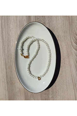 El Yapımı -İnci Zarafetinde Harfli İnci Kolye - Kişiselleştirilmiş Hediye