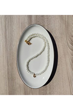 El Yapımı -İnci Zarafetinde Harfli İnci Kolye - Kişiselleştirilmiş Hediye