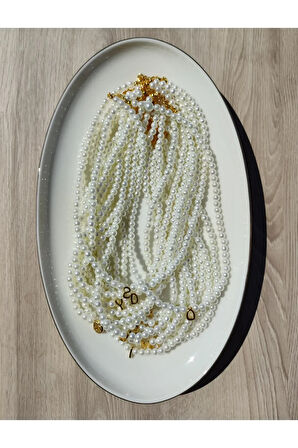 El Yapımı - İnci Zarafetinde Harfli İnci Kolye - Kişiselleştirilmiş Hediye