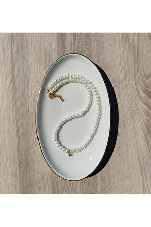 El Yapımı -İnci Zarafetinde Harfli İnci Kolye - Kişiselleştirilmiş Hediye