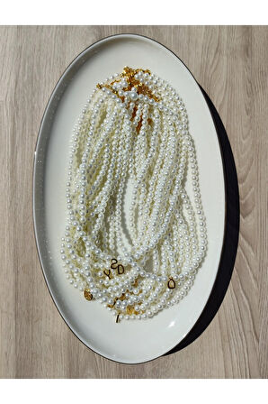 El Yapımı -İnci Zarafetinde Harfli İnci Kolye - Kişiselleştirilmiş Hediye