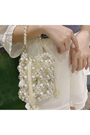 El Örmesi - İnci Parıltısıyla Mini El Çantası- Günlük ,Özel Gün (Nikah,Düğün)