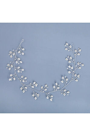 El Yapımı - Kristal İncili Özel Saç Aksesuarı - Günlük ,Özel Gün (Nikah,Düğün)