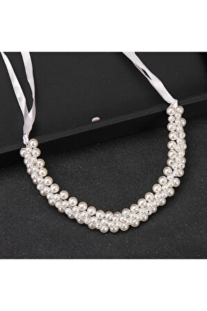 El Yapımı - Kristal İncili Özel Saç Aksesuarı - Günlük ,Özel Gün (Nikah,Düğün)