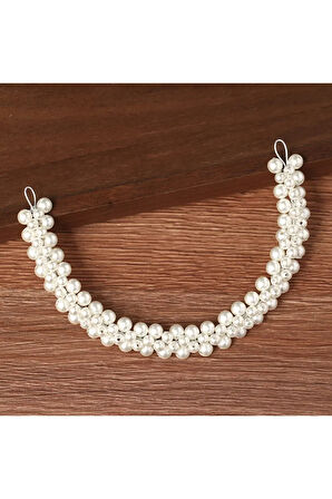 El Yapımı - Kristal İncili Özel Saç Aksesuarı - Günlük ,Özel Gün (Nikah,Düğün)