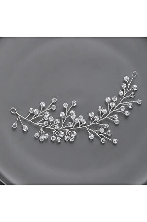 El Yapımı - Kristal İncili Özel Saç Aksesuarı - Günlük ,Özel Gün (Nikah,Düğün)