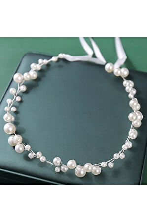 El Yapımı - Kristal İncili Özel Saç Aksesuarı - Günlük ,Özel Gün (Nikah,Düğün)