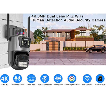 Ozmik CMR45 Üç Lens WIFI IP kamera 4K HD  PTZ kamera otomatik izleme güvenlik güvenlik kamerası 