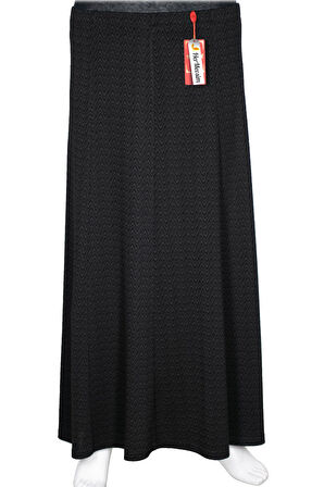 Hesna Kadın Efsun Kışlık Zikzak Baskılı 8 Parça Lastikli Siyah Etek