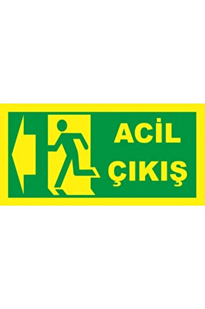 Fosforlu Fotolümen Levha Acil Çıkış Yönlendirme Sol Ok 12x24 cm