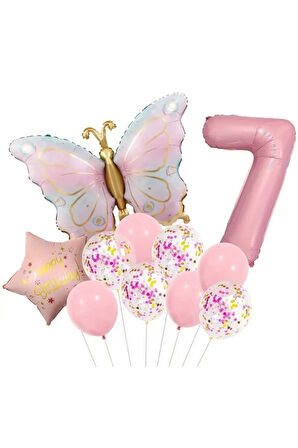 MAKARON KELEBEK YILDIZ FOLYO BALON YAŞ SET