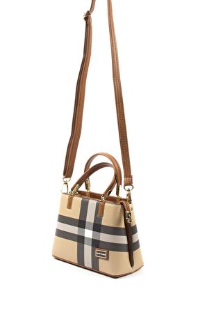 Silver Polo  Kadın Omuz Çantası 987-34645 SILVER POLO Kadın ÇANTASI MK130 BEJ-MAT TABA