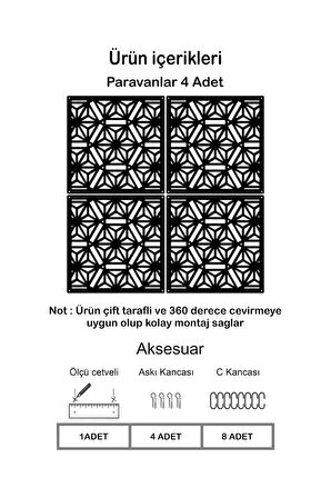 Altıgen Çiçek Lazer Kesim Paravan, Ahşap Seperatör, Panel Levha Seti Ahşap Oda Bölücü Desen