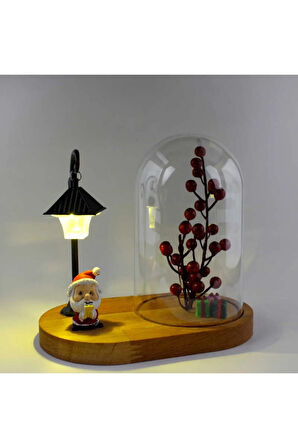 Yılbaşı Kardan Adam Kokina Oval Ahşap Fanus