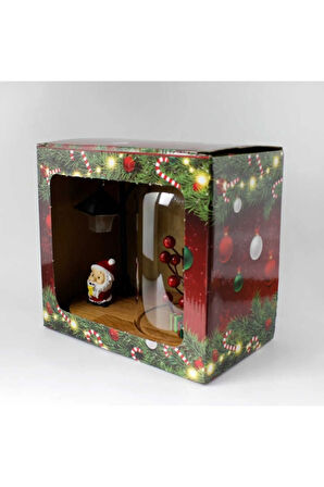 Yılbaşı Kardan Adam Kokina Oval Ahşap Fanus