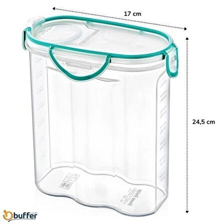 Bst® Kilitli Kapaklı Contalı Hava,Su Sıvı Geçirmez 2,4 Litre Erzak Saklama Kabı-SA590