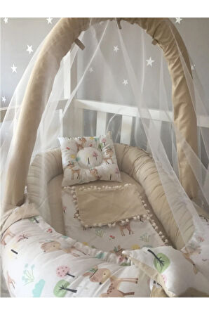 Babynest Sevimli Ceylan Cibinlik Ve Oyuncak Askılı Lüx Tasarım Nest Anne Yanı Set
