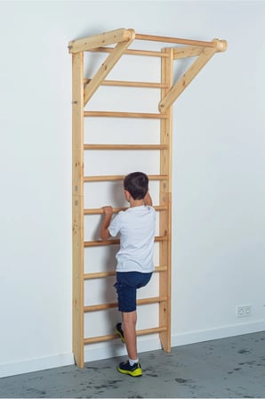 DizyWood Ahşap İsveç Duvarı – Tırmanma Merdiveni ve Egzersiz Barı