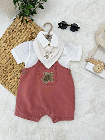 ERKEK BEBEK PAMUKLU ÇIKARILABİLİR ÖNLÜK AKSESUARLI 3 PARÇA TULUM