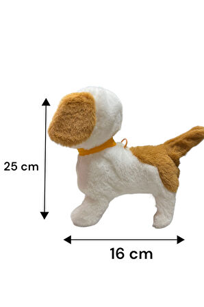 Peluş Tasmalı Yürüyen Fiyonklu Köpek 25 cm Sesli Havlayan Kafa Ve Kuyruk Sallayan Köpek