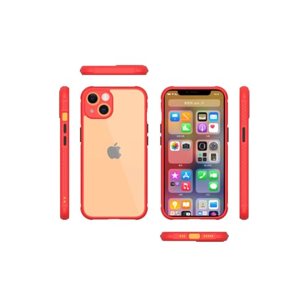 Apple iPhone 13 Mini Kılıf Miami Şeffaf Silikon - Kırmızı