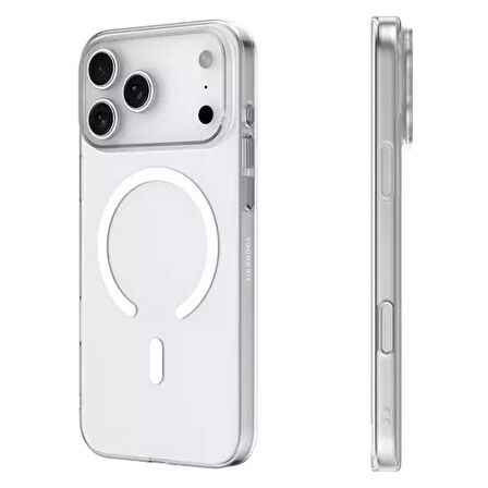 İphone 17 Pro Max Uyumlu Kılıf Kablosuz Şarj Destekli Şeffaf Silikon Kapak