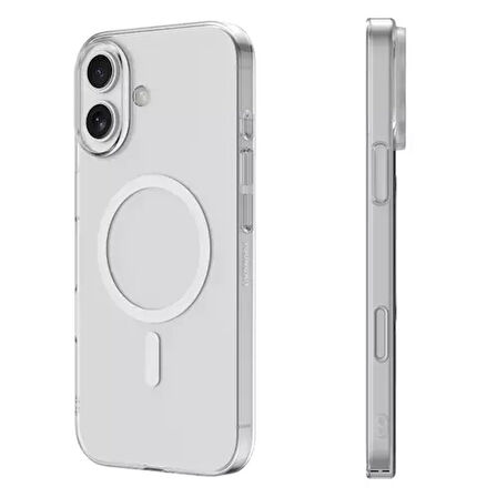 İphone 16 PLUS Uyumlu Kılıf Kablosuz Şarj Destekli Şeffaf Silikon Kapak
