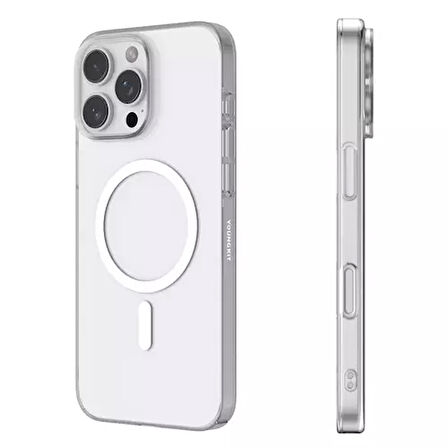 İphone 14 Pro MAX Uyumlu Kılıf Kablosuz Şarj Destekli Şeffaf Silikon Kapak