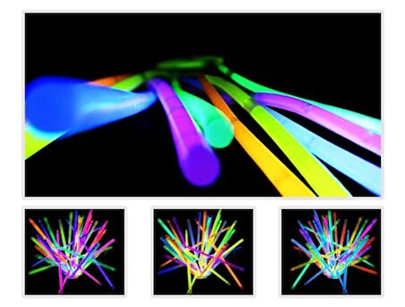 Karanlıkta Parlayan 20cm Fosforlu Kırılan Çubuk (100 Adet)