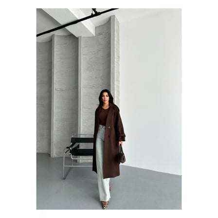 Laura Kuşaklı Yeni Sezon Astarlı Premium Kalite Rahat Kalıp Kadın Kaşe Kaban Mont