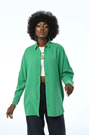 KADIN OVERSIZE KESİM DÜZ RENK GÖMLEK