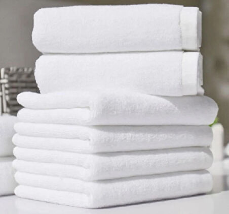 Beyaz Banyo Havlusu 10 Adet, Otel Havlusu %100 Pamuk 1. Kalite 420 gram 70x140 Cm