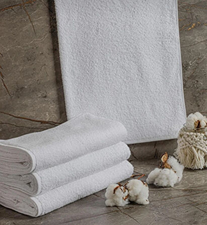 Beyaz Banyo Havlusu 10 Adet, Otel Havlusu %100 Pamuk 1. Kalite 420 gram 70x140 Cm